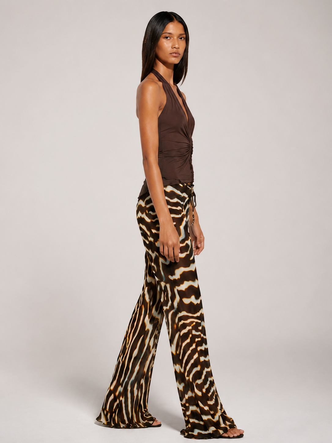 Abstract Zebra Flared Pants
