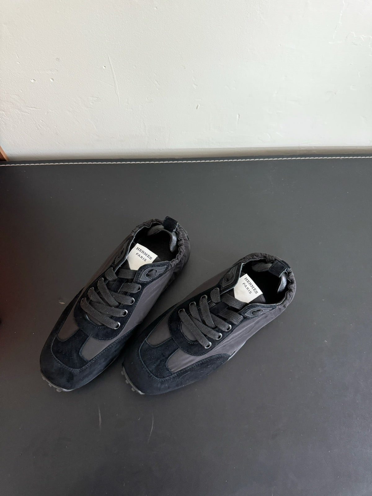 HERMES SKATEBOARD SHOES BLACK SUEDE