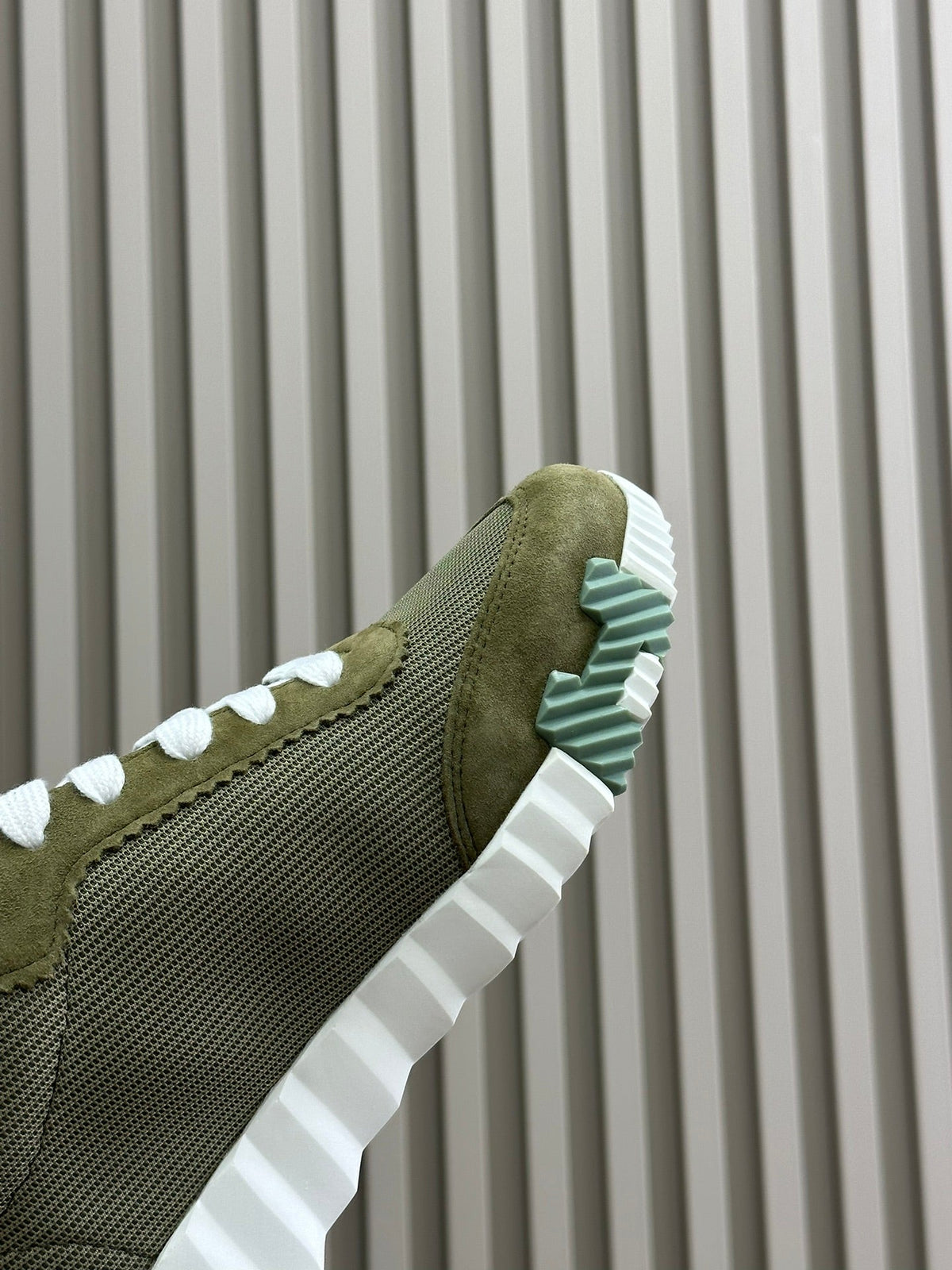 HERMES BOUNCING SNEAKERS OLIVE CALFSKIN